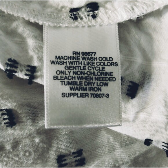 Liz Claiborne Top Women's PXL Poof Embroider Cotton White Black Popover Boho Hip - Picture 12 of 12